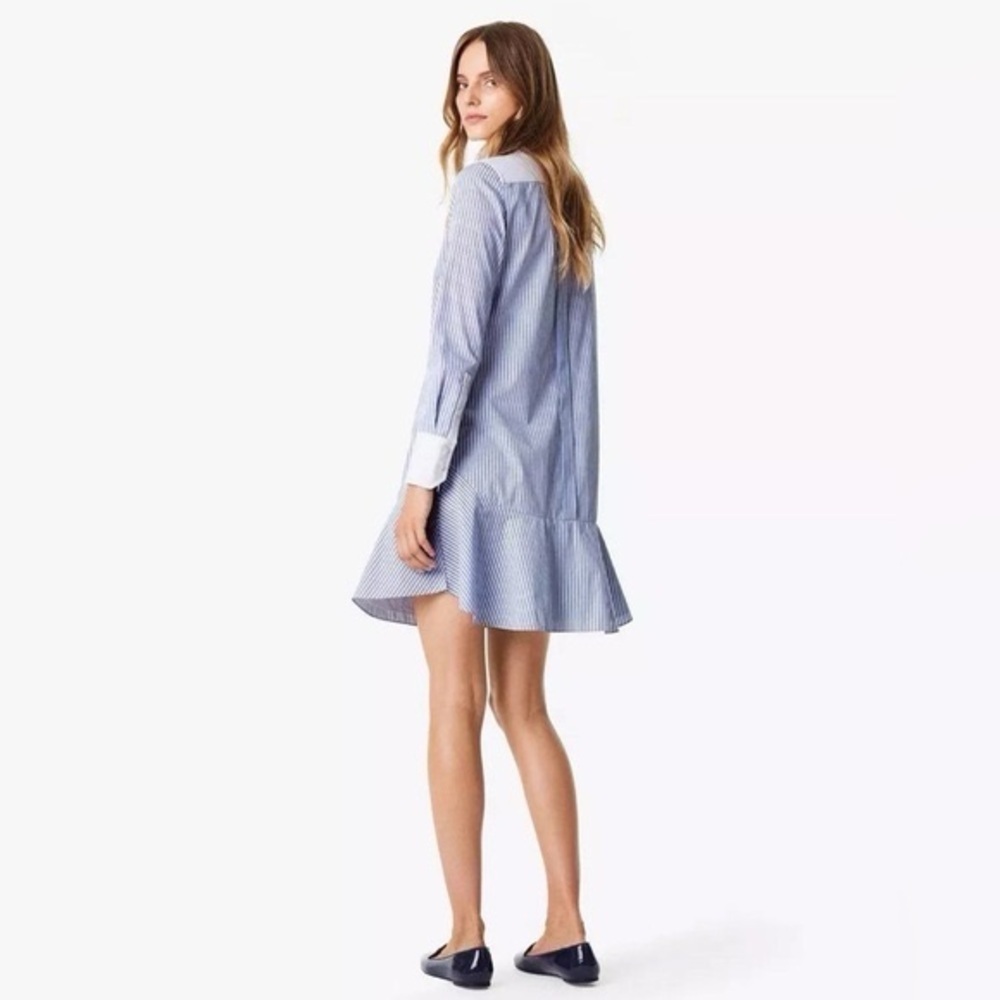 TORY BURCH Cora Cotton Shirt Dress Tunic Blue White Pinstripe Button Down 4 - Picture 8 of 11